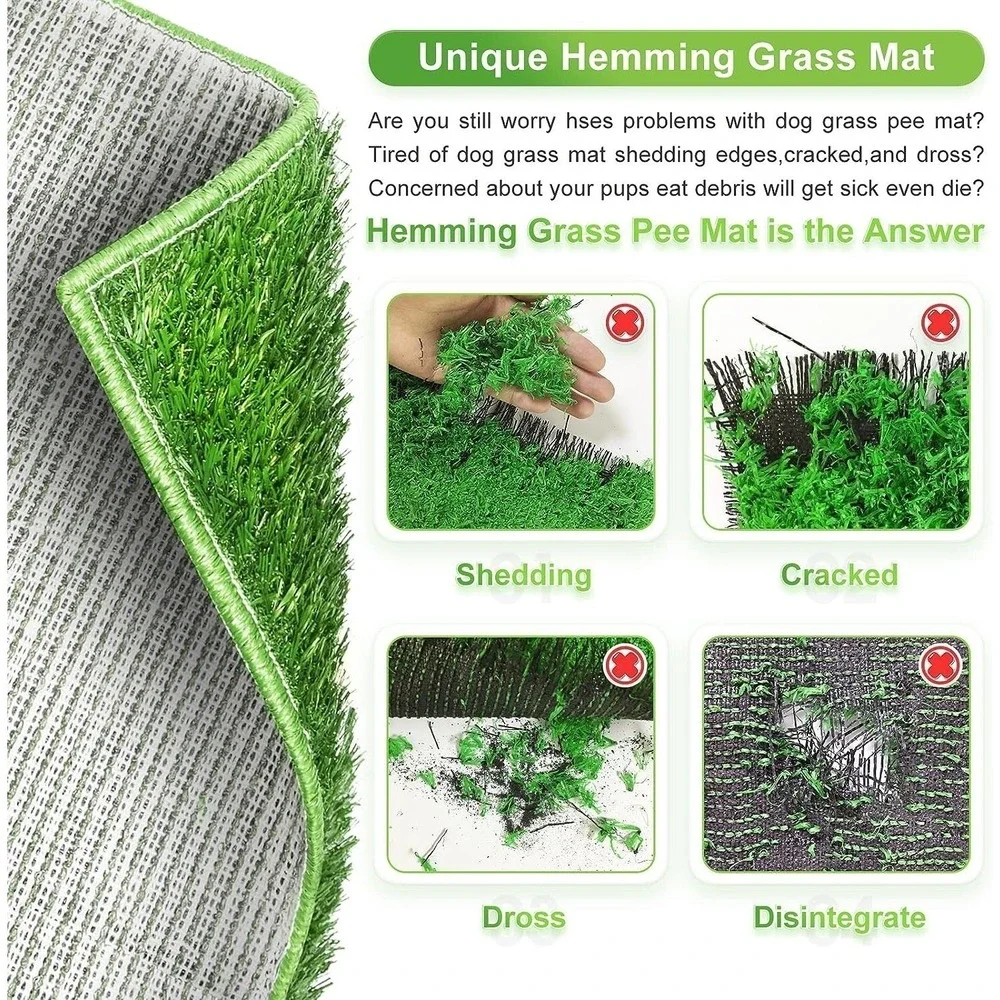 Hompet Dog Grass Pad with Tray‎ 30x20 Large Reusable Artificial Turf Puppy Potty